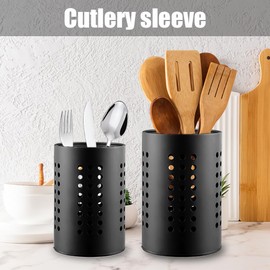 UQTUKO Kitchen Utensil Holder, Set of 2 Cutlery Holders Made of Stainless Steel Cutlery Basket for Organising Kitchen Utensils Storage Vintage Nordic Style Utensils Organiser Kitchen Utensil Set,