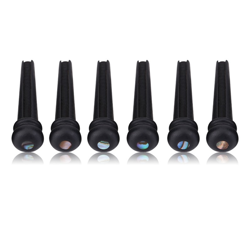 6Pcs Ebony Bridge Pins With Abalone Shell for Acoustic Folk