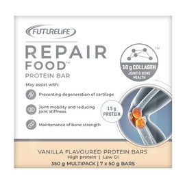 FUTURELIFE Repair Food | Nutritional Bar | Vanilla Flavor | 50g/1.76oz * 7 Bars | 2 Pack | 15.4g Protein | 10g Hydrolyzed Collagen Peptides | Promotes Hair, Nail, Skin & Joint Health |