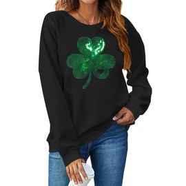 tiorhooe St Patricks Day Sweatshirt Women Lucky Shamrock Jumper Ladies Irish Clover Print Tops