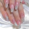 Press on Nails Long Square Gradient Pink French Tip Fake
