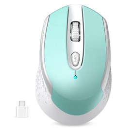RaceGT Type C Wireless Mouse, 2.4G Silent USB C Mouse for MacBook, Computer Mouse with 6 Buttons and 3 Adjustable DPI for Laptop, Deskbtop, PC (Blue)