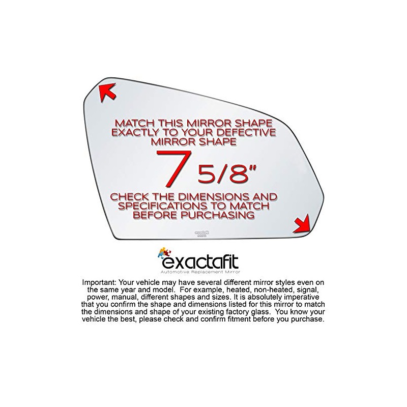 exactafit 8817R Passenger Side Mirror Glass Replacement Repair Compatible With