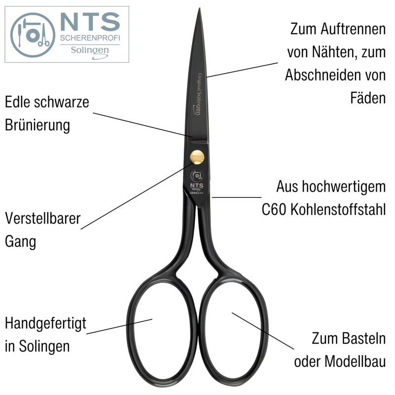 NTS-Solingen Black Edition Dressmaking Scissors Fabric Scissors Sewing Scissors Made