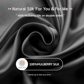 iCooBreeze Silk Pillowcases 100% Mulberry Silk Double Sided, Real Silk Pillow Case for Hair and Skin, Pillow Cover with Hidden Zipper (Black, Standard(20''x26'') 1 Pack)