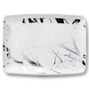 Decorline Elegant Marble Collection Rectangular Plastic Serving Trays, White/Silver -