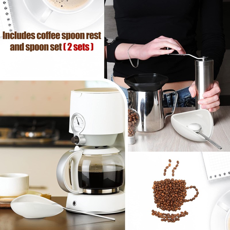 4 Pieces Coffee Spoon Rest and Spoon Small Teaspoon Holder
