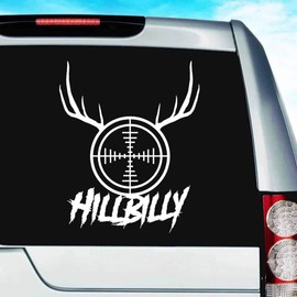 Hillbilly Gun Scope with Deer Antlers Vinyl Decal Sticker Bumper Cling for Car Truck Window Laptop Wall Cooler Tumbler | Die-Cut/No Background | Multi Sizes/Colors, 20-inch, Orange