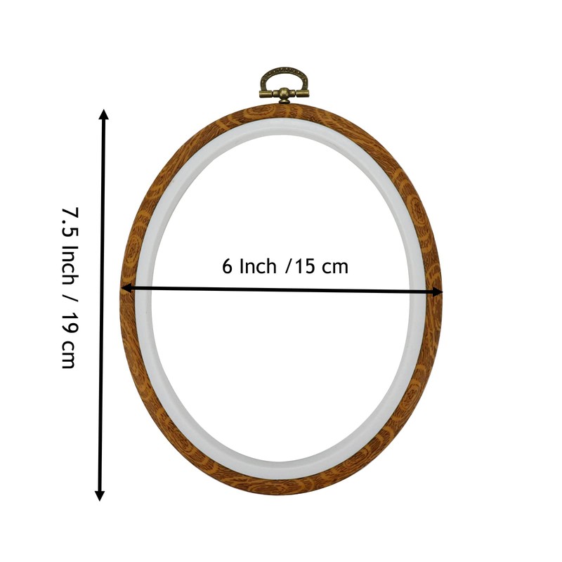 Mcredy Oval Embroidery Hoop, Wood-Grain Plastic, 6"x7.5"-2Pcs