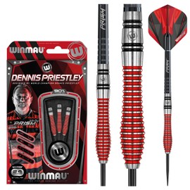 WINMAU Dennis Priestley Special Edition Tungsten Steeltip Darts Set 24g with Prism Flights and Shafts (Stems)
