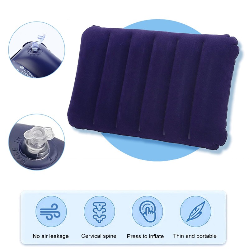 SCDZY 2 Pcs Inflatable Camping Pillow, Soft Flocked Blow Up