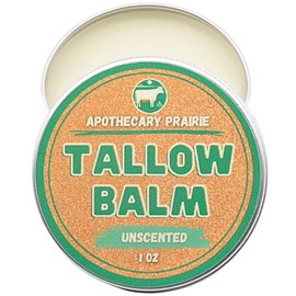 Apothecary Prairie Tallow Balm with Organic Beeswax, Organic Shea Butter, Organic Jojoba Oil, Vitamin E And Essential Oils - For Moisturizing Face and Body - (1oz, Unscented)