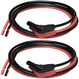 CESS-218 Right Angle Insulated Safety Banana Plugs Wire with Open End for Multimeter Test Leads, 12 Gauge, 3 Feet, 2 Pairs