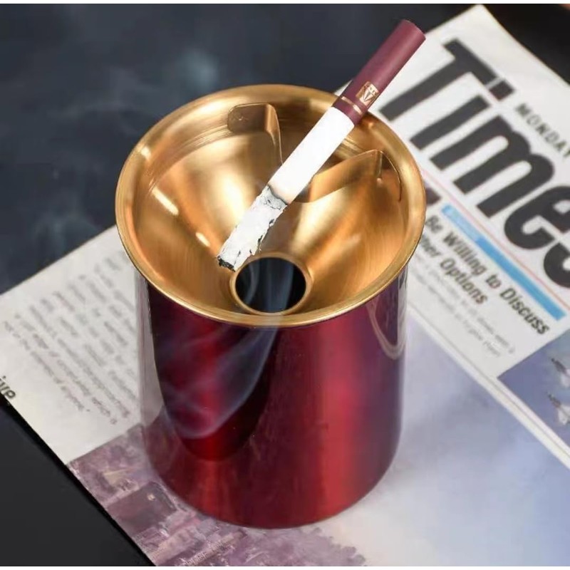 Set of 2 Ashtrays Made of Stainless Steel, Windproof Table