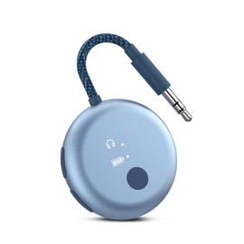 Avantree SoundJet R1 – Airplane Bluetooth Adapter for Headphones & AirPods Travel Flight, aptX Adaptive, 20H Battery, Wireless Audio Transmitter with Qualcomm Chipset - Sky Blue