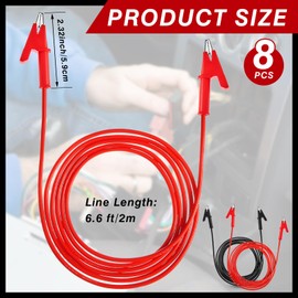Dunzy 8 Pcs 14 Gauge Jumper Wires Alligator Clips to Alligator Clip Electrical Test Wires Set Silicone Flexible Cable for Electrical Testing (6.6 Ft)