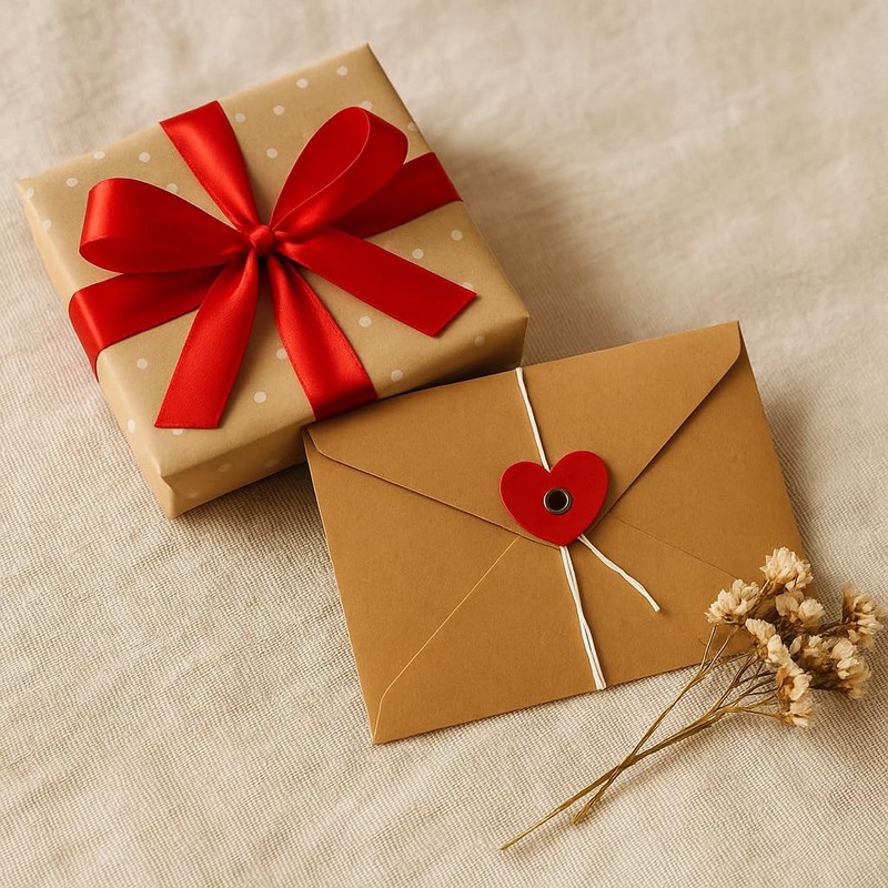 Envelopes with Drawstring Closure, 10 Pieces, White x Heart, 6.3