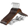 TOPIA HANGER Wooden Suit Hangers with Adjustable Metal Clips (10