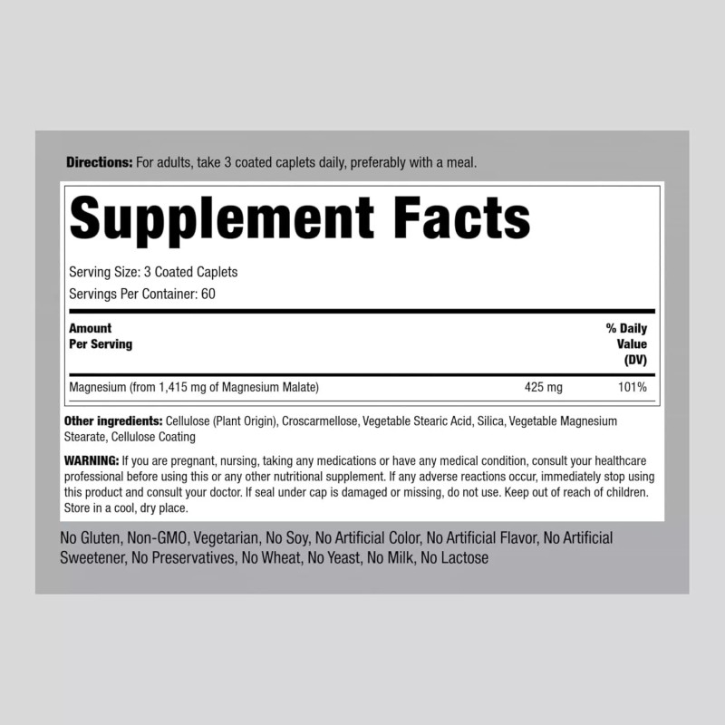 Magnesium Malate Malato De Magnesio 1800 Mg Apoya La Producción