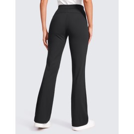 CRZ YOGA 4-Way Stretch Flare Womens Pants Tall 31" Dress Work Casual High Waisted Lounge Sweatpants with Zip Pockets Black X-Small