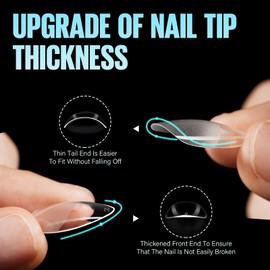 TOMICCA Medium Almond Nail Tips, 504Pcs Acrylic, 12 Sizes Half Matte Soft Gel, Nail Extension for Beginner and Professional