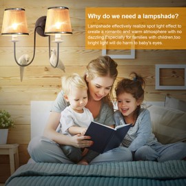 YISUN Set of 6 Crystal Chandelier Mini Lamp Shade 5.5-inch, Bell, Clip On Lamp Shade, Champagne Organza (Silver)