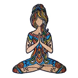 Yoga Girl Lotus Namaste Iron On Embroidered Patch
