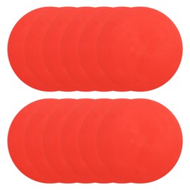 PATIKIL Spot Markers 6 Inch, 12 Pcs Non-Slip Floor Dots Agility Markers Flat Field Cones Poly Dot with Hole for Gym PE Speed Training Dance Soccer Basketball Sports, Red