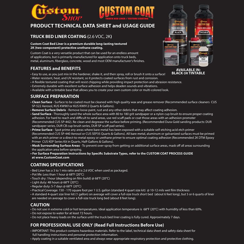 Custom Coat Black 1 Gallon Urethane Spray-On Truck Bed Liner