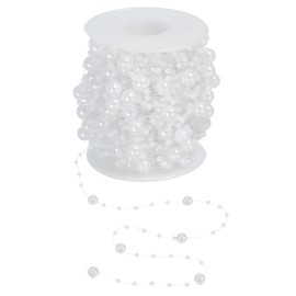 PATIKIL 15.24 M Christmas Tree Beads Garland Craft Pearl Beads Garland Pearl String Strand Chain Roll DIY Fireplace Wedding Party White