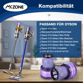 MXZONE MXZONE HEPA Filter f??r Dyson V12 Detect Slim Absolute Extra Waschbar Ersatzteile V12 Filter Ersatz Zubeh?r f??r Dyson Slim Staubsauger Ersetzen Sie 971517-01