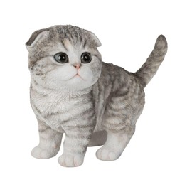 ウービア 左向きスコティッシュ フォールドたれ耳 グレー 18×10.5×15㎝ 人形 フィギュア 置き物 アニマル 動物 ガーデン 装飾 ネコ H24084