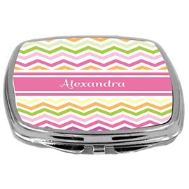 Rikki Knight Pink Chevron Name Design Compact Mirror, Alexandra, 3 Ounce