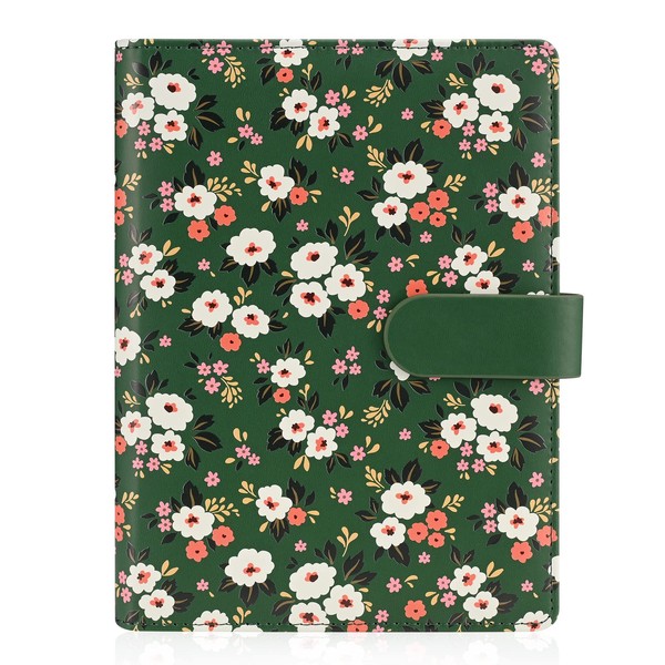 Bidponds A5 Floral Personal Organizer,PU Leather Binder Notebook,Refillable A5 Journal