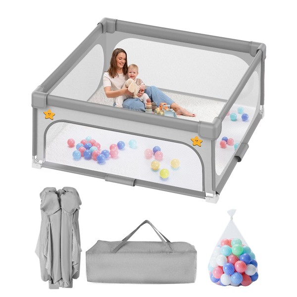 Ptcide Foldable Baby Playpen 59""×59"", Playard for Babies and Toddlers,