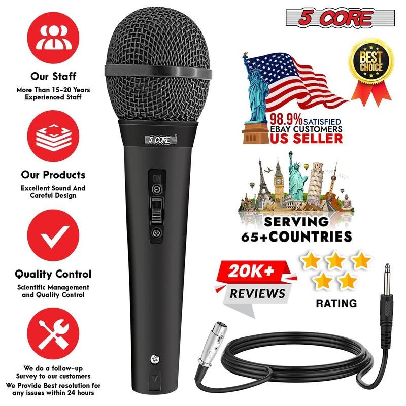 5Core XLR Microphone Dynamic Mic Karaoke Singing Studio Mics Handheld