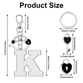 Ximalun Letter Keyring for Women Men Alphabet Initial Letter A-Z Keychain Initial Letter Pendant with Key ring Initial Letter Keyring Charm for Key Purse Handbag Backpack