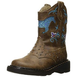 Tin Haul Girls Horse Flowers Western Boot, Tan, 12 Little Kid US