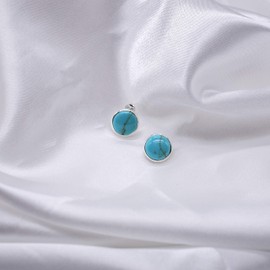 Tuscany Silver Women's Sterling Silver 6 x 10 mm Oval Turquoise Stud Earrings