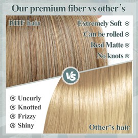 BHF Hair Extensions - Clip In Hair Extensions Wrap Around Ponytail Extension Long Straight Ponytail Hairpiece Fluffy Synthetic Fiber Fake Ponytail for Women Girls（Mixed Bleach Blonde 22'' 130g）