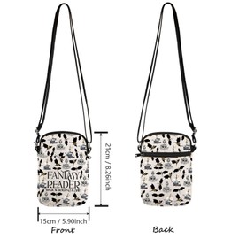 JTOUK Romantasy Novel Fantasy Reader Crossbody Bag Book Lover Gift Bookish Gift Reading Gift (Fantasy Reader CR EU)