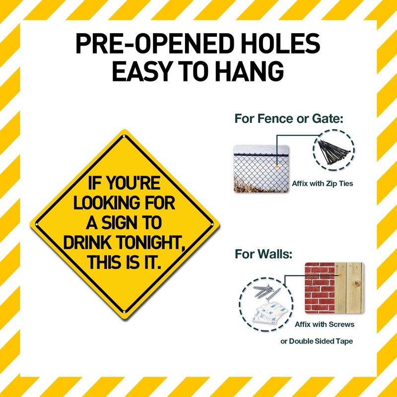 BTHUKO To Drink Tonight Sign, 12" x 12" Funny Tin