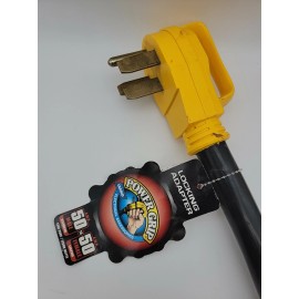 Camco Power Grip 18 Dogbone Power Locking Adapter w Handle Grip 50A M to Fem Locking