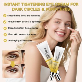 2PCS Instant Tightening Eye Cream for Dark Circles & Puffy Eyes - Caffeine Eye Serum, Anti Wrinkle Eye Cream with Peptide, Eye Bags Remover for Women & Men, Anti Aging, Moisturizing