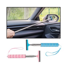 Bittwee 2PCS Car Side Mirror Squeegee, Retractable Auto Rearview Mirror Wiper, All-Purpose Window Squeegee for Cleaning Shower Glass Door, Vehicle Accessories Universal for SUV Truck RV（Blue/Pink）