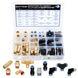 Daptemn 46 PCS Quick Connect Air Hose Fittings Kit, DOT Air Line Quick Connect Fittings 1/4" 3/8" 1/2" NPT Thread Brass Air Brake Line Fittings for Trucks Air System or Industrial Air Line Connectors