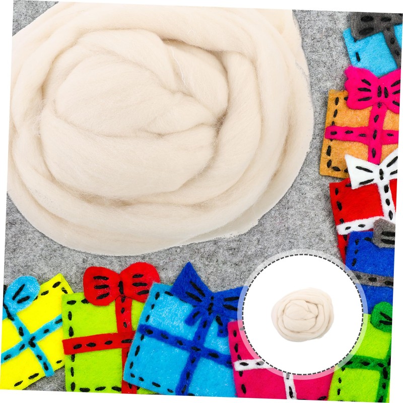 OSALADI Natural Roving Wool Fiber for Needle Felting Soft DIY