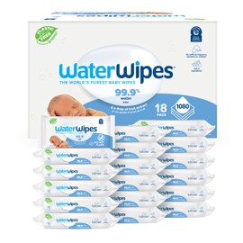WaterWipes Original Baby Wipes, 99.9% Water, 3-In-1 Cleans, Cares, Protects, Unscented & Hypoallergenic, 1080 Count (18 Packs), Packaging May Vary
