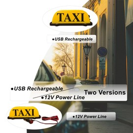 Taxi Sign Light,Taxi Cab Roof Top Illuminated Sign,Sealed Waterproof Taxi Lighting with Magnetic Base,Yellow Shell Taxi Sign Light (12V Power Line)