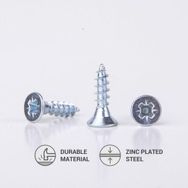 4.0 x 16mm Zinc Plated Steel Wood Screws Pozi Drive Head Screws Fasteners Countersunk Chipboard Screws (Pack of 400)